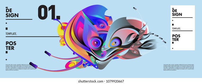 Banner design template with abstract curvy colorful shape. Vector colorful illustration for background in eps10