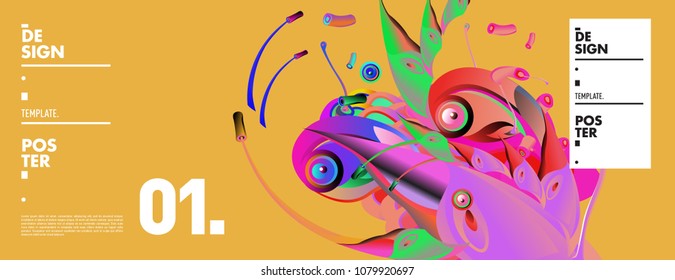 Banner design template with abstract curvy colorful shape. Vector colorful illustration for background in eps10