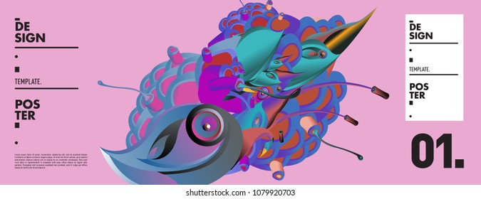 Banner design template with abstract curvy colorful shape. Vector colorful illustration for background in eps10