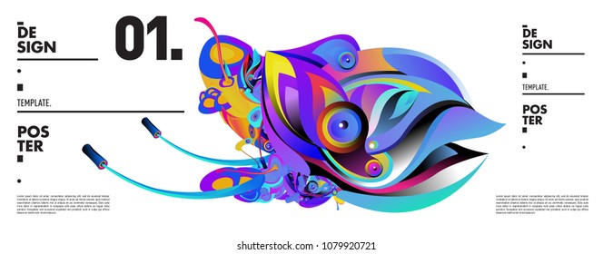 Banner design template with abstract curvy colorful shape. Vector colorful illustration for background in eps10
