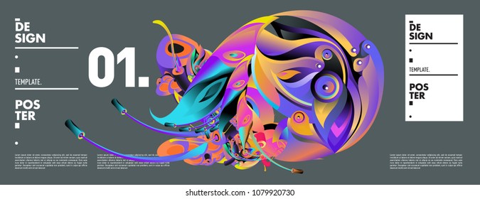 Banner design template with abstract curvy colorful shape. Vector colorful illustration for background in eps10