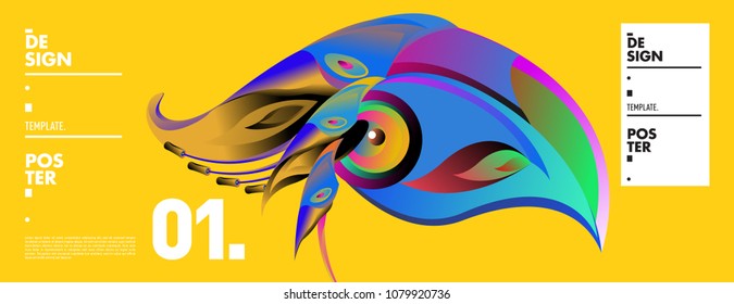 Banner design template with abstract curvy colorful shape. Vector colorful illustration for background in eps10