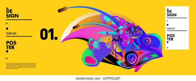 Banner design template with abstract curvy colorful shape. Vector colorful illustration for background in eps10