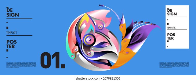 Banner design template with abstract curvy colorful shape. Vector colorful illustration for background in eps10