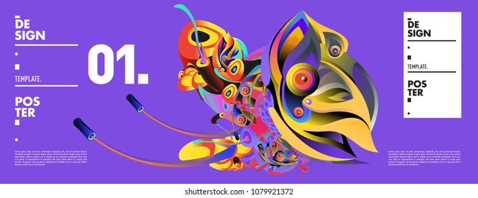 Banner design template with abstract curvy colorful shape. Vector colorful illustration for background in eps10