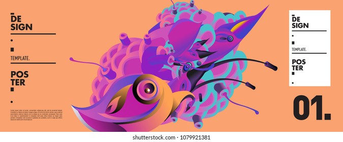 Banner design template with abstract curvy colorful shape. Vector colorful illustration for background in eps10
