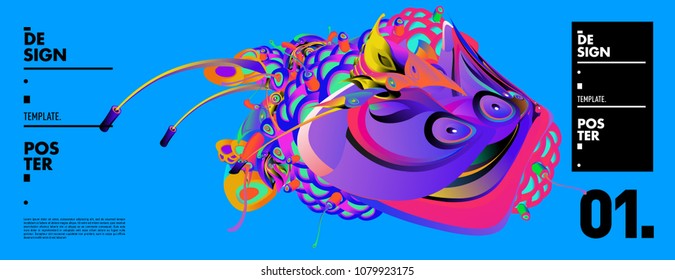 Banner design template with abstract curvy colorful shape. Vector colorful illustration for background in eps10