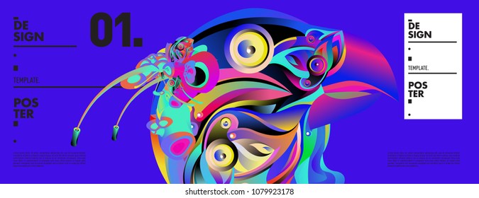 Banner design template with abstract curvy colorful shape. Vector colorful illustration for background in eps10
