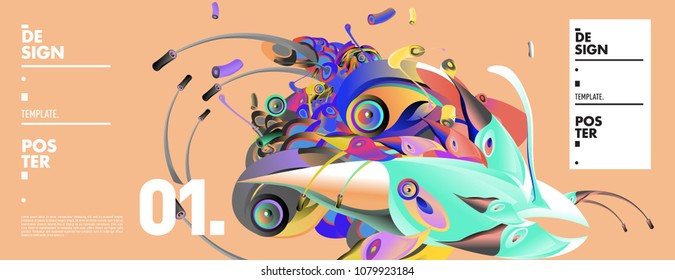 Banner design template with abstract curvy colorful shape. Vector colorful illustration for background in eps10
