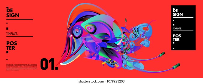 Banner design template with abstract curvy colorful shape. Vector colorful illustration for background in eps10