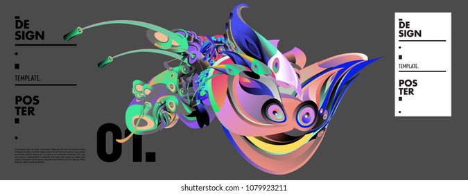 Banner design template with abstract curvy colorful shape. Vector colorful illustration for background in eps10