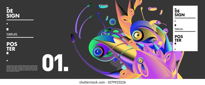 Banner design template with abstract curvy colorful shape. Vector colorful illustration for background in eps10