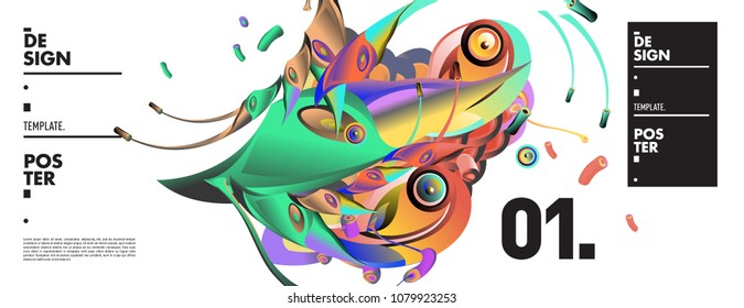 Banner design template with abstract curvy colorful shape. Vector colorful illustration for background in eps10