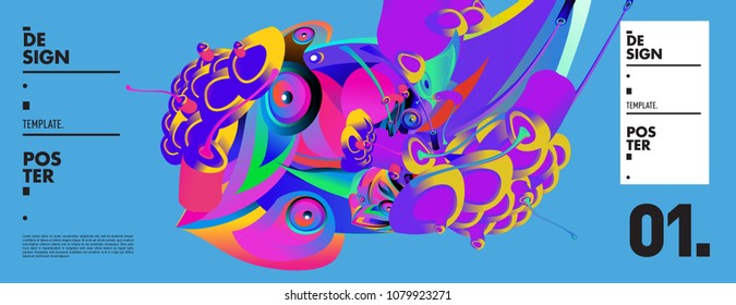 Banner design template with abstract curvy colorful shape. Vector colorful illustration for background in eps10