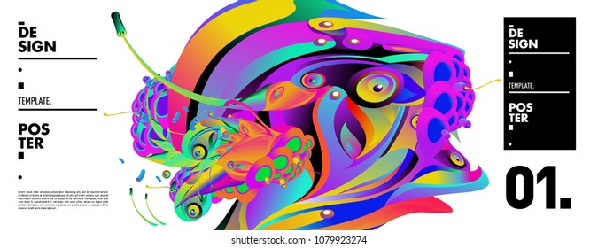 Banner design template with abstract curvy colorful shape. Vector colorful illustration for background in eps10
