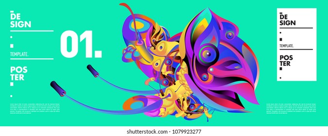 Banner design template with abstract curvy colorful shape. Vector colorful illustration for background in eps10