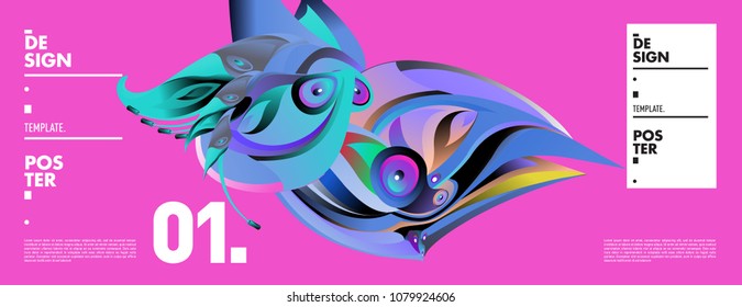 Banner design template with abstract curvy colorful shape. Vector colorful illustration for background in eps10