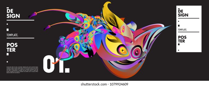 Banner design template with abstract curvy colorful shape. Vector colorful illustration for background in eps10