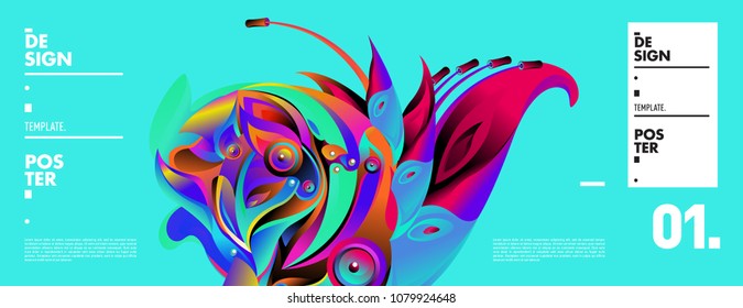 Banner design template with abstract curvy colorful shape. Vector colorful illustration for background in eps10