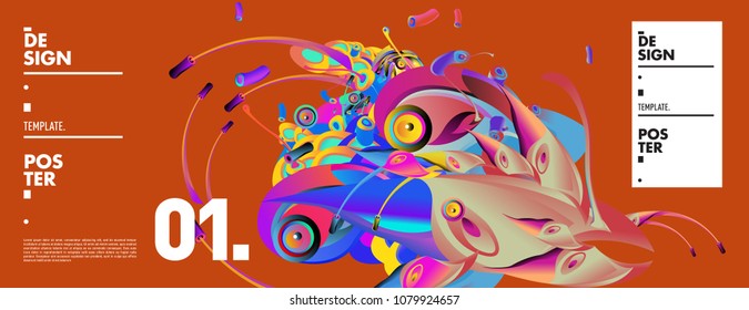 Banner design template with abstract curvy colorful shape. Vector colorful illustration for background in eps10