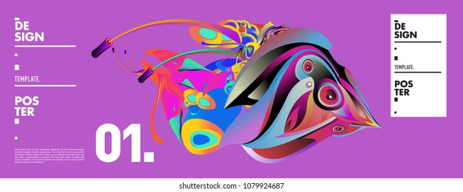 Banner design template with abstract curvy colorful shape. Vector colorful illustration for background in eps10