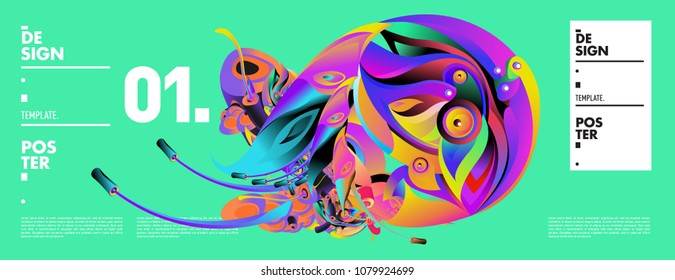 Banner design template with abstract curvy colorful shape. Vector colorful illustration for background in eps10