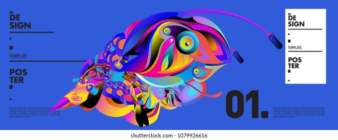 Banner design template with abstract curvy colorful shape. Vector colorful illustration for background in eps10