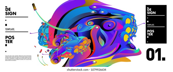 Banner design template with abstract curvy colorful shape. Vector colorful illustration for background in eps10