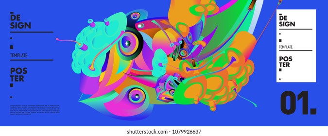 Banner design template with abstract curvy colorful shape. Vector colorful illustration for background in eps10