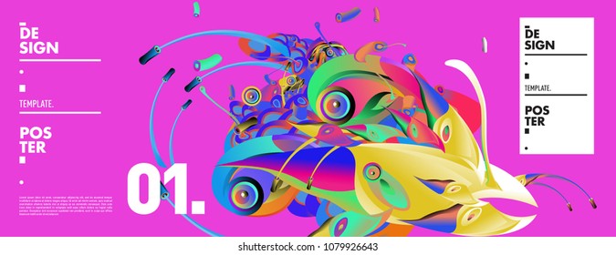 Banner design template with abstract curvy colorful shape. Vector colorful illustration for background in eps10