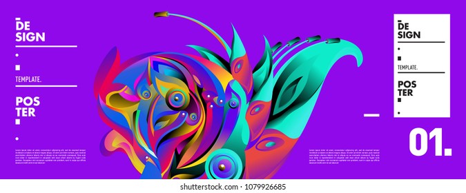 Banner design template with abstract curvy colorful shape. Vector colorful illustration for background in eps10