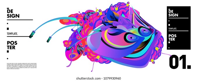 Banner design template with abstract curvy colorful shape. Vector colorful illustration for background in eps10