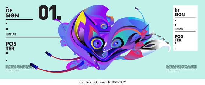 Banner design template with abstract curvy colorful shape. Vector colorful illustration for background in eps10