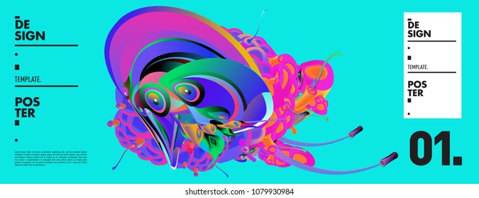 Banner design template with abstract curvy colorful shape. Vector colorful illustration for background in eps10