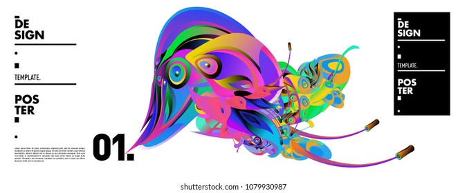 Banner design template with abstract curvy colorful shape. Vector colorful illustration for background in eps10