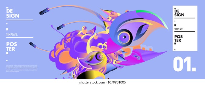 Banner design template with abstract curvy colorful shape. Vector colorful illustration for background in eps10
