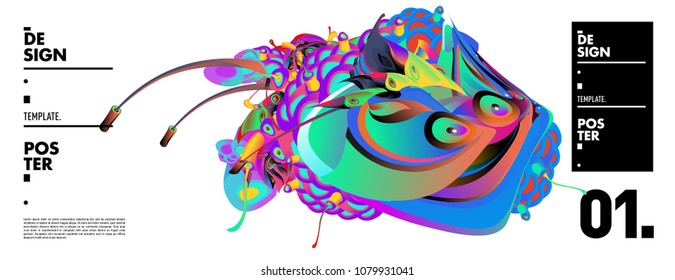 Banner design template with abstract curvy colorful shape. Vector colorful illustration for background in eps10