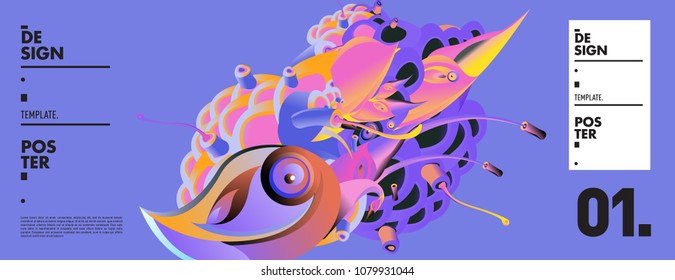 Banner design template with abstract curvy colorful shape. Vector colorful illustration for background in eps10