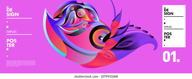 Banner design template with abstract curvy colorful shape. Vector colorful illustration for background in eps10