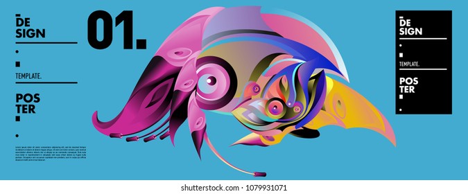 Banner design template with abstract curvy colorful shape. Vector colorful illustration for background in eps10