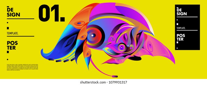 Banner design template with abstract curvy colorful shape. Vector colorful illustration for background in eps10