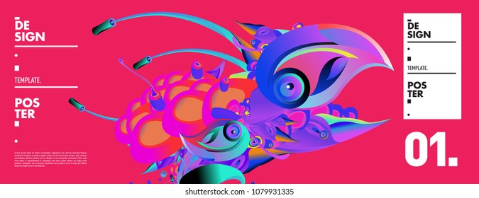 Banner design template with abstract curvy colorful shape. Vector colorful illustration for background in eps10