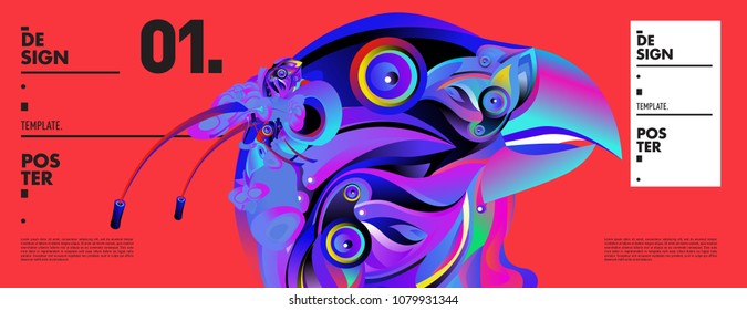 Banner design template with abstract curvy colorful shape. Vector colorful illustration for background in eps10