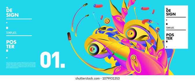 Banner Design Template Abstract Curvy Colorful Stock Vector (Royalty ...