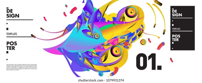 Banner design template with abstract curvy colorful shape. Vector colorful illustration for background in eps10