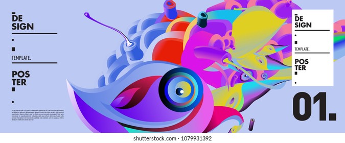Banner design template with abstract curvy colorful shape. Vector colorful illustration for background in eps10