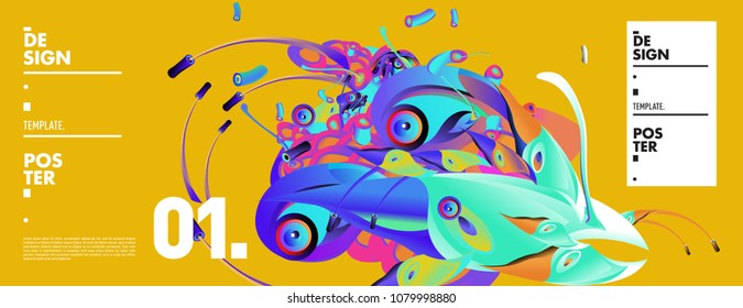 Banner design template with abstract curvy colorful shape. Vector colorful illustration for background in eps10