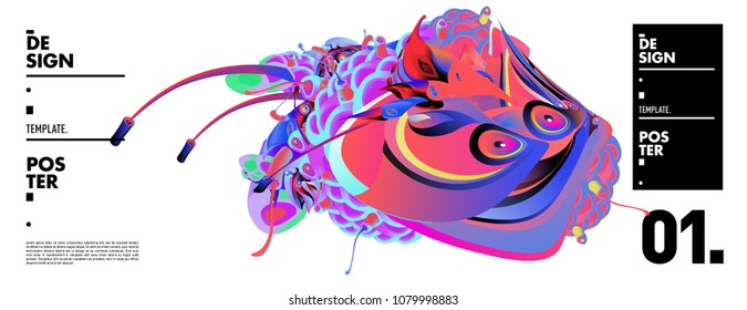 Banner design template with abstract curvy colorful shape. Vector colorful illustration for background in eps10