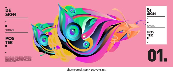 Banner design template with abstract curvy colorful shape. Vector colorful illustration for background in eps10