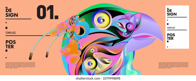 Banner design template with abstract curvy colorful shape. Vector colorful illustration for background in eps10